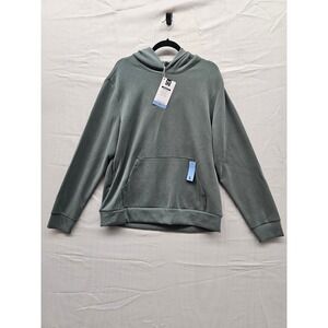 Members Mark Mens Sandwash Hoodie Green Pullover Moisture Wicking Large NEW